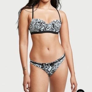 Victoria Secret Blue Snake Print Wicked Bikini Top & Brazilian Bikini Bottom